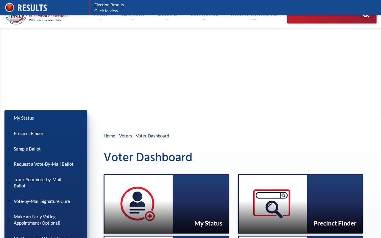 Palm Beach County Elections My Status voter verification page