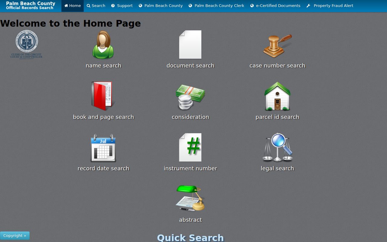 West Palm Beach previous residents Landmark Official Records search