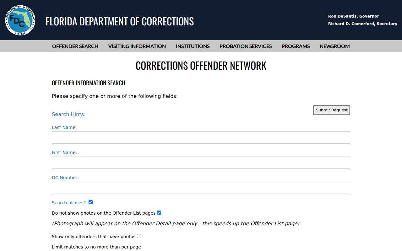 Florida Department of Corrections name search